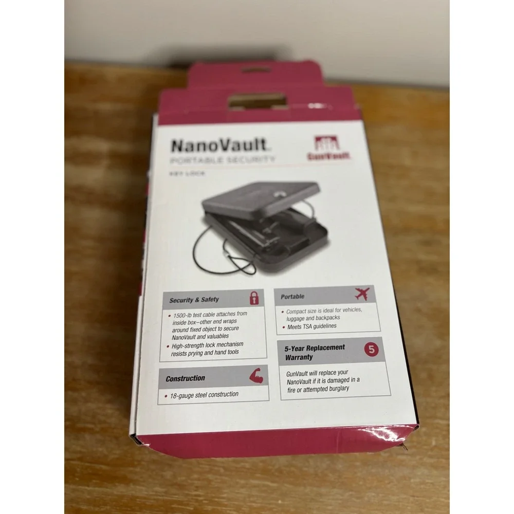 GunVault NanoVault NV200 Portable Security Safe Key Lock 18-Gauge‎ Steel Black